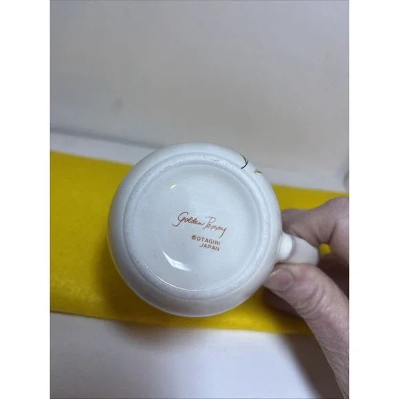 VTG OTAGIRI GOLDEN POPPY Mug Cup WHITE GOLD PORCELAIN JAPAN - Picture 5 of 10